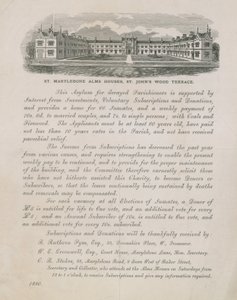 Advertentie voor St Marylebone Alms Houses