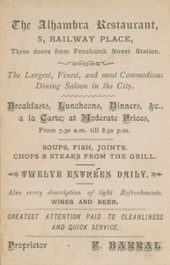 Advertentie voor The Alhambra Restaurant door English School