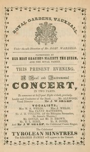 Advertentie voor Vauxhall Gardens, Londen door English School