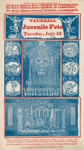 Advertentie voor kinderfeest in Vauxhall Gardens, Londen