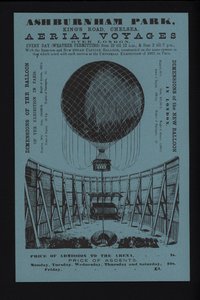 Advertentie voor verankerde ballonvaarten vanuit Ashburnham Park, King