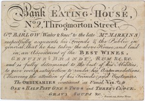 Advertentie voor het Bank Eating House door English School