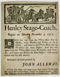 Advertentie voor de Henley Postkoets, 1717 door English School