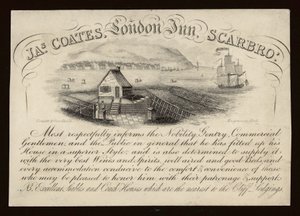Advertentie voor de London Inn, Scarborough, Yorkshire (gravure) door English School
