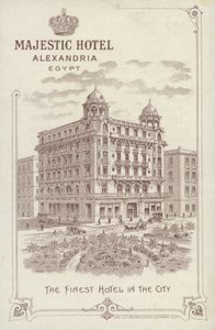 Advertentie voor het Majestic Hotel, Alexandrië, Egypte