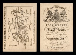 Advertentie voor de Swan Inn, Windsor, Berkshire, eigenaar William Humphries door English School