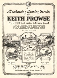 Advertentie voor de kaartverkoopdiensten van Keith Prowse & Co, Ltd