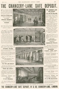 Advertentie voor de Chancery Lane Safe Deposit, 61-62 Chancery Lane, Londen door English School