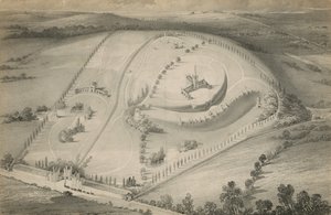 Luchtfoto van een onbekende begraafplaats door English School