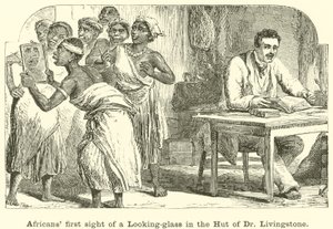 Afrikanen zien voor het eerst een Spiegel in de Hut van Dr Livingstone door English School