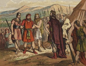 Agag voor Samuel gebracht (kleur litho)