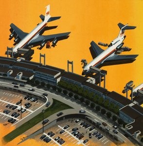 Vliegtuigen op een luchthaven door English School