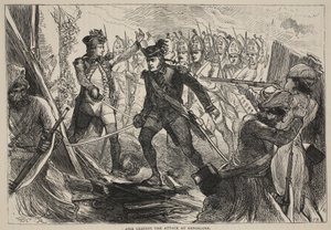 Aire leidt de aanval bij Bangalore, illustratie uit Cassells Geïllustreerde Geschiedenis van India door James Grant, uitgegeven 1879 door English School