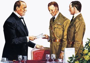 Alcock en Brown ontvangen een prijs van Winston Churchill