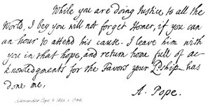 Alexander Pope (1688-1744), brief aan Graaf Halifax, 1714 door English School