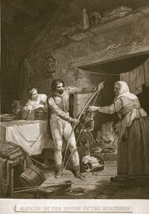 Alfred in het huis van de veehouder, illustratie uit David Humes The History of England, uitgegeven door R. Bowyer, Londen, 1812 door English School