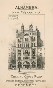 Alhambra Theater, Londen, nieuwe ingang in Charing Cross Road door English School