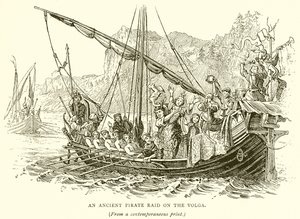 Een oude piratenaanval op de Wolga door English School