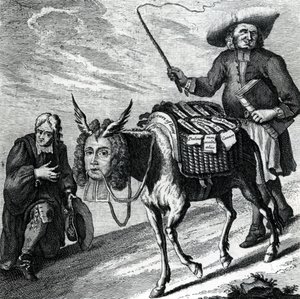 Een ezel beladen met kerkelijke voorkeuren, 1737 door English School