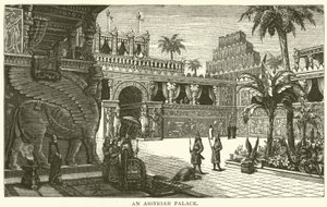 Een Assyrisch paleis (gravure)