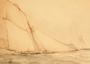 Een Acht Meter Gaffelgetuigde Topsail Cutter, The Royal Yacht Squadron, ca.1860