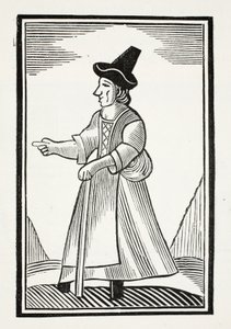 Een Oude Vrouw die Scheldt in een Hoge Hoed, illustratie uit Chap-books van de Achttiende Eeuw door John Ashton, uitgegeven 1882 door English School