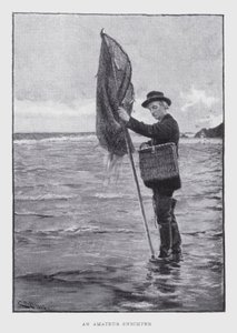Een amateur garnalenvisser (litho) door English School
