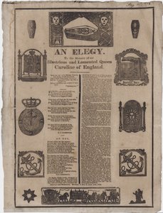 Een elegie ter nagedachtenis van koningin Caroline van Engeland (gravure)