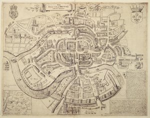 Oude Stadskaart van Bristol en zijn Voorsteden, gedrukt, gekleurd en verkocht door Robert Walton door English School