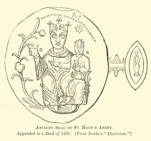 Oude zegel van de abdij van St. Mary door English School