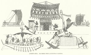 Oude schepen, facsimile van een Egyptische schildering door English School