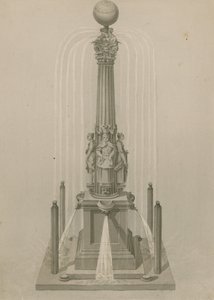 Oude zonnewijzer en fontein, opgericht in 1656 op Leadenhall Corner, Londen door English School