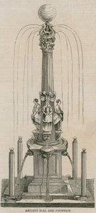 Oude zonnewijzer en fontein, opgericht in 1656 op Leadenhall Corner, Londen