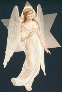 Gloeiende engel, kerstkaart