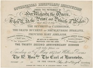 Jubileumdiner voor de Governesses Benevolent Institution, 1875