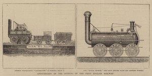 Jubileum van de opening van de eerste Engelse spoorweg (gravure) door English School
