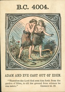 Anno Mundi: BC 4004, Adam en Eva verdreven uit Eden (kleurenlitho) door English School