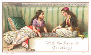 Arabische Dames spelen Bordspel, Kerstkaart door English School