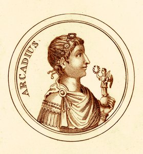 Arcadius, illustratie uit Het Universele Historische Woordenboek door George Crabb, gepubliceerd 1825