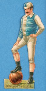 Ben je klaar?, uitsnede van een voetballer, 1880s-90s door English School