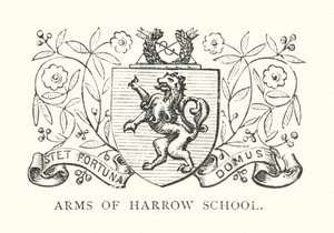 Wapen van Harrow School (gravure) door English School