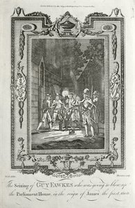 Arrestatie van Guy Fawkes voor poging tot het opblazen van het Parlement tijdens het Buskruitverraad, 5 november 1605