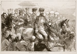 Aankomst van majoor Lawrence in Coilady, illustratie uit Cassells Geïllustreerde Geschiedenis van India door James Grant, uitgegeven 1879 door English School