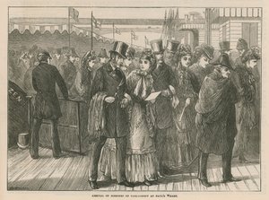 Aankomst van Parlementsleden bij St Pauls Wharf door English School