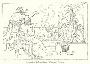 Aankomst van Telemachus bij het Huisje van Eumaeus