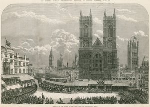 Aankomst van Koningin Victoria bij de westelijke deur van Westminster Abbey door English School