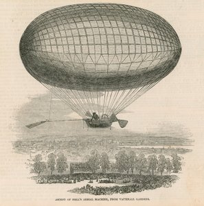 Opstijging van Bells luchtmachine vanuit Vauxhall Gardens, Londen door English School