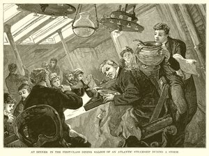 Aan het Diner in de Eerste Klas Eetzaal van een Atlantische Stoomschip tijdens een Storm door English School