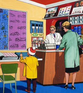 Bij de behangwinkel door English School