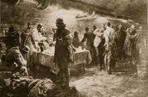 Aan het werk in een kelderhulppost onder een fort van Verdun door English School